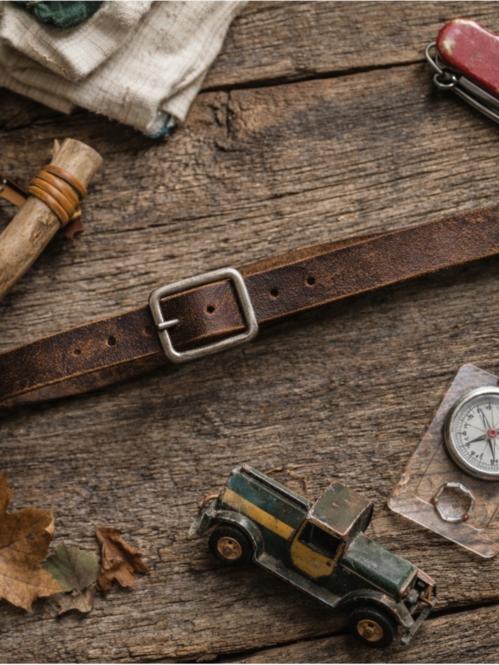 Abercrombie Kids Leather Belt Size 5–8 Brown Distressed Vintage